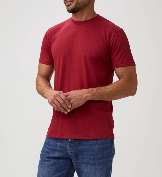 T-Shirt Plus Red White Blue Crew 3-Pack – Chili Red Model View