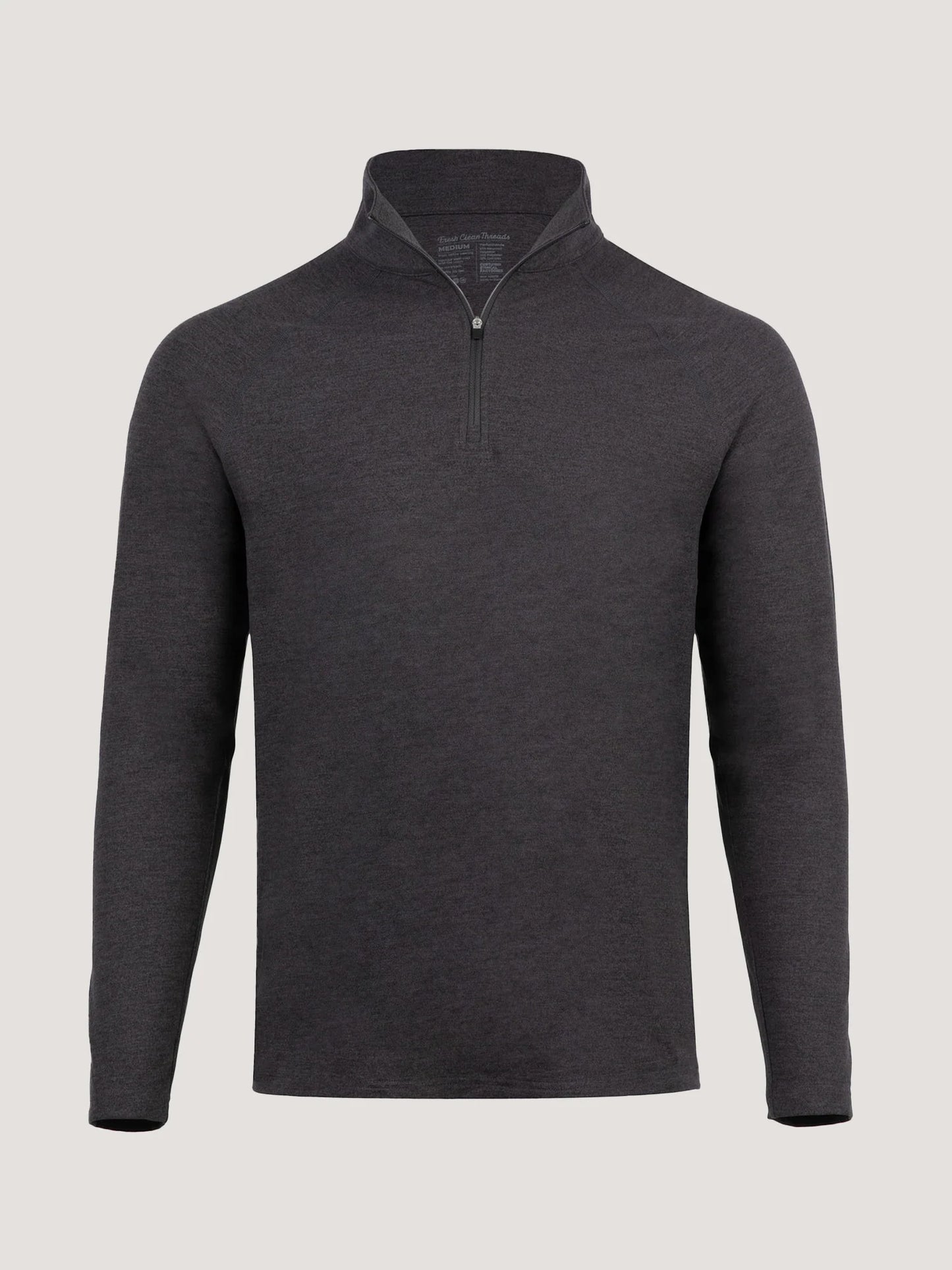 T-Shirt Plus Charcoal Tech Quarter Zip men's performance pullover in charcoal gray