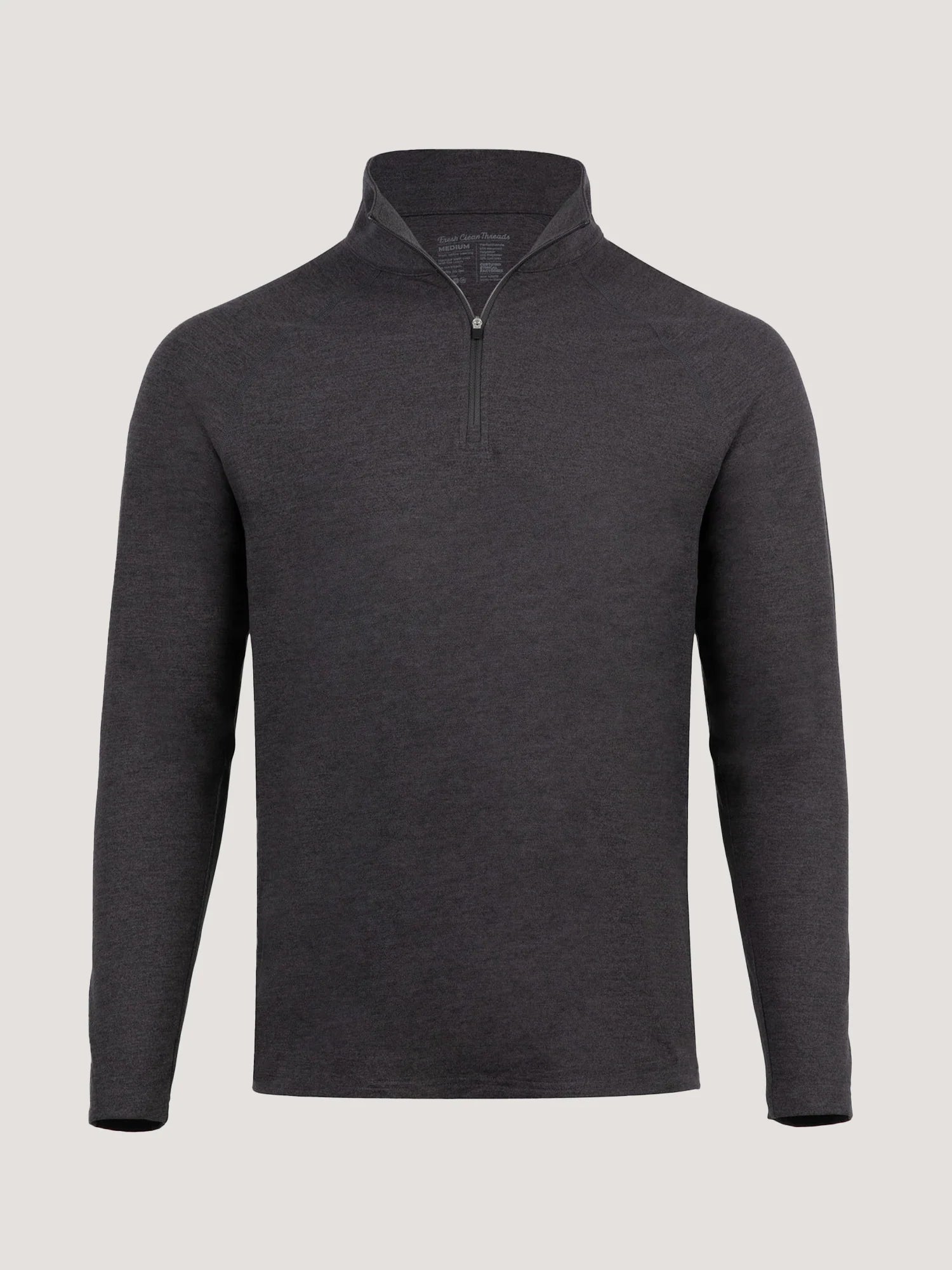 T-Shirt Plus Charcoal Tech Quarter Zip men's performance pullover in charcoal gray