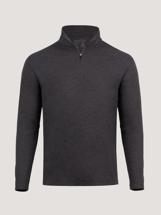 T-Shirt Plus Charcoal Tech Quarter Zip men's performance pullover in charcoal gray