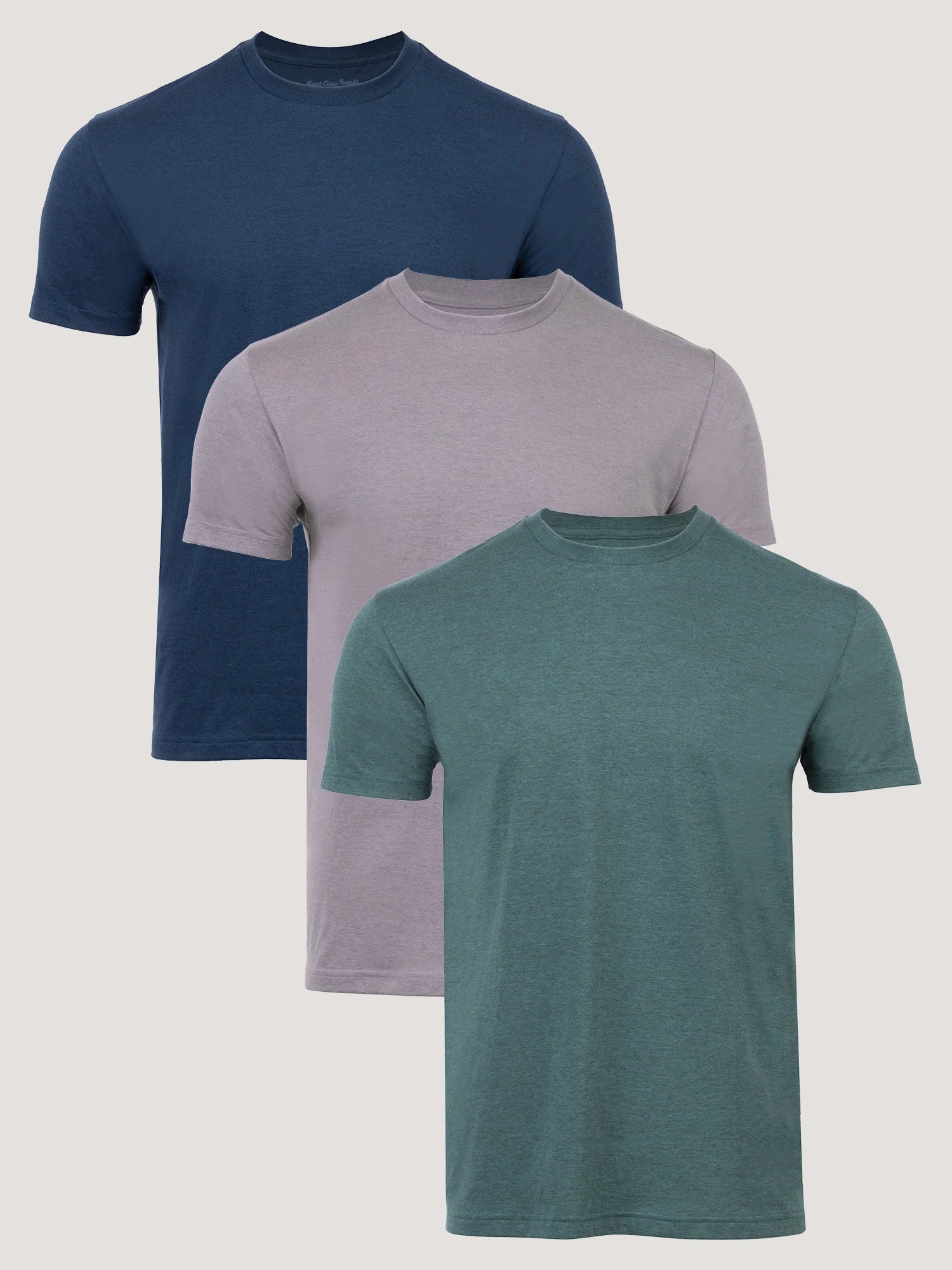 T-Shirt Plus Cross Dye Crew Neck 3-Pack in Harbor Mist, Lilac, and Indigo