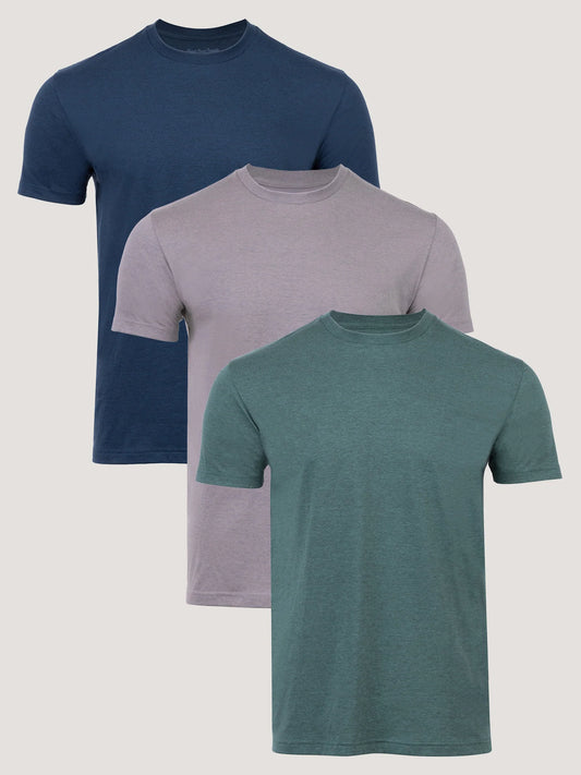 T-Shirt Plus Cross Dye Crew Neck 3-Pack in Harbor Mist, Lilac, and Indigo
