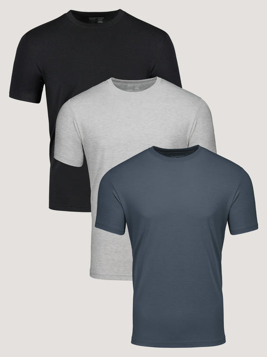 T-Shirt Plus Daybreak Performance Cool Crew 3-Pack in Heather Grey, Rainstorm, and Black