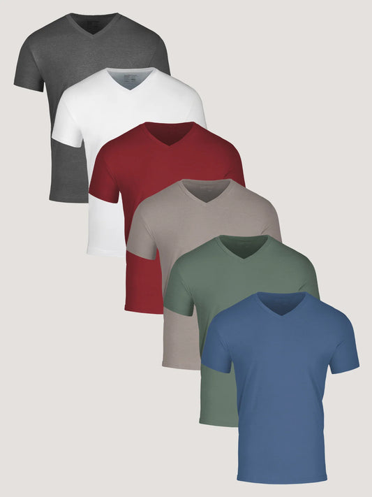 T-Shirt Plus Summer Essentials V-Neck 6-Pack – Assorted Colors Men's Cotton Tees