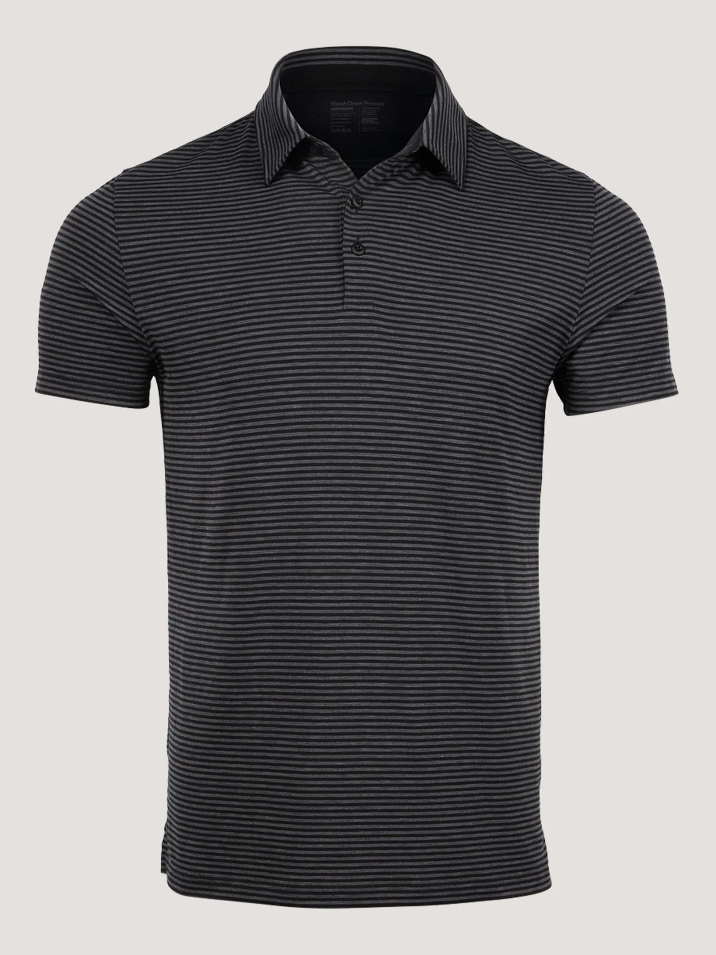T-Shirt Plus Black Charcoal Striped Performance Polo for Men