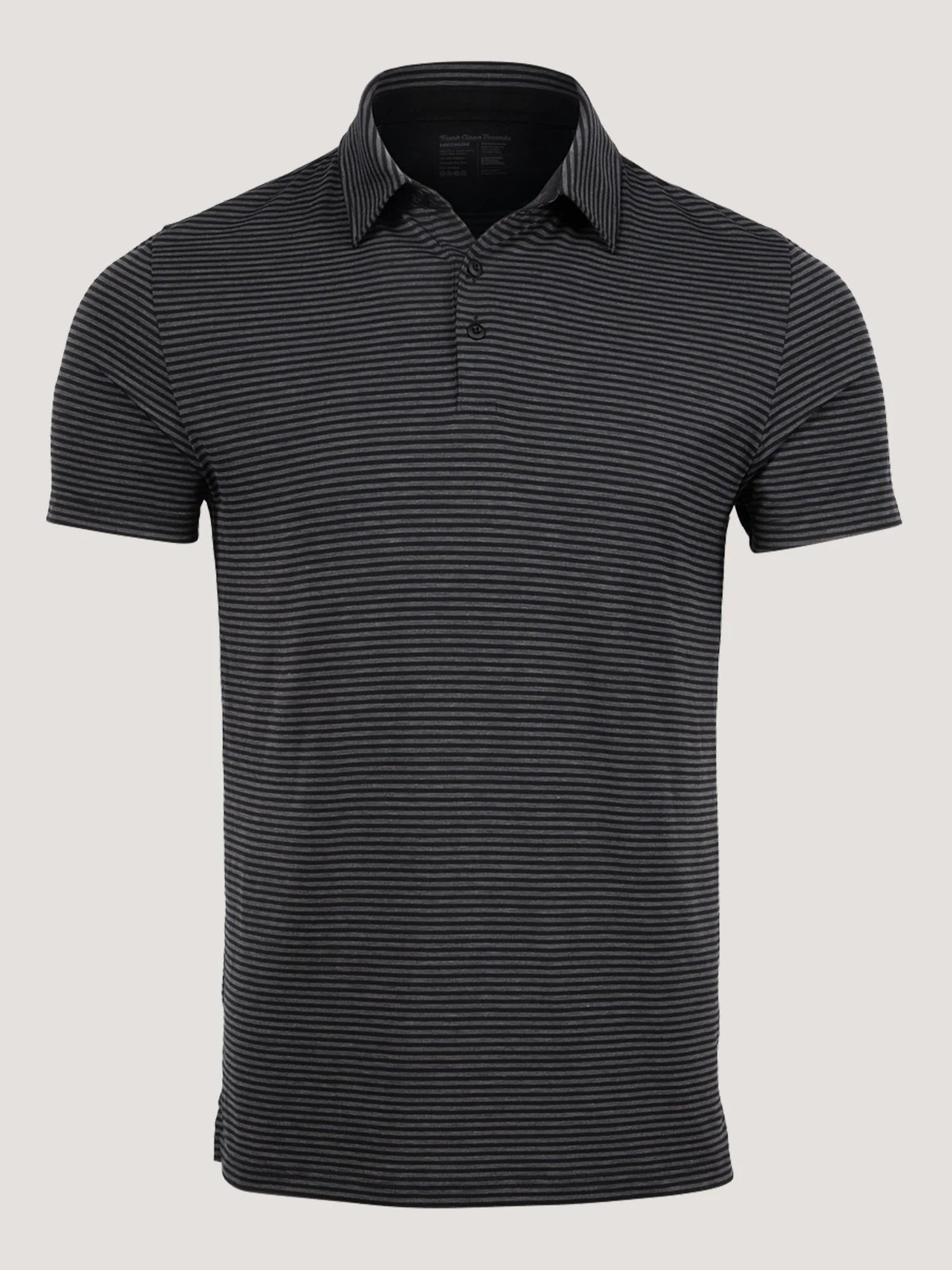 T-Shirt Plus Black Charcoal Striped Performance Polo for Men