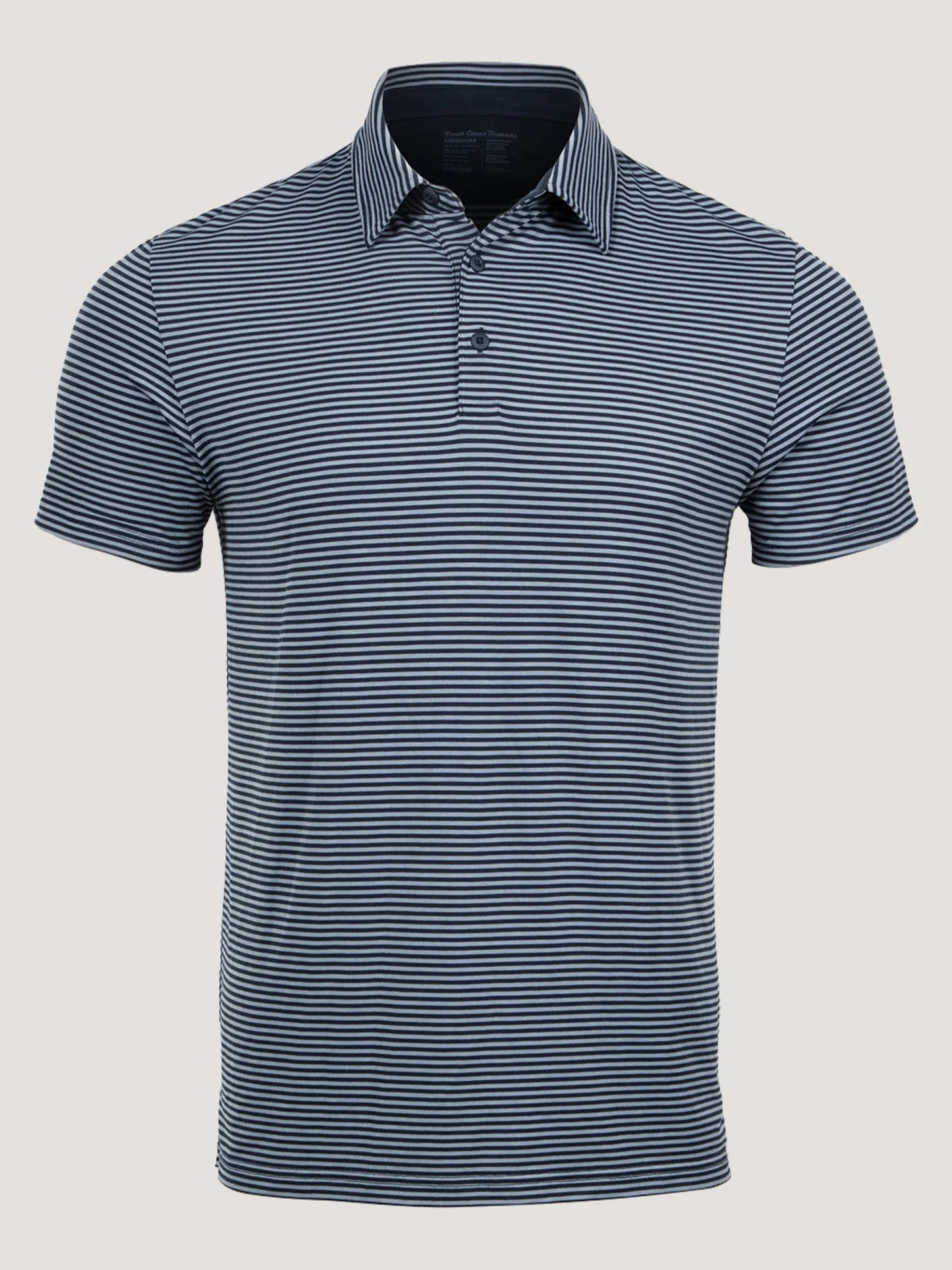 T-Shirt Plus Navy Wedgewood Striped Performance Cool Polo for Men